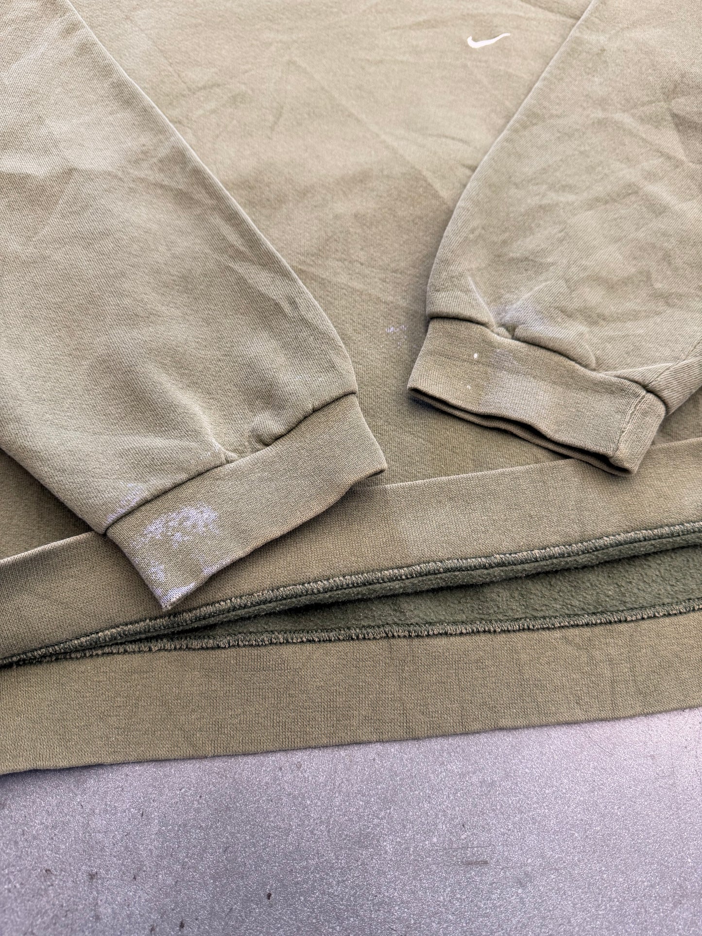 90S NIKE CHEST SWOOSH CREWNECK SWEATER OLIVE WITH WHITE SWOOSH