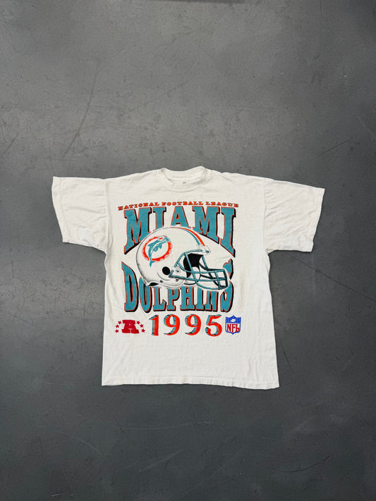 1995 MIAMI DOLPHINS HELMET MARINO ALL TIME TD RECORD TEE (100% COTTON TAG)