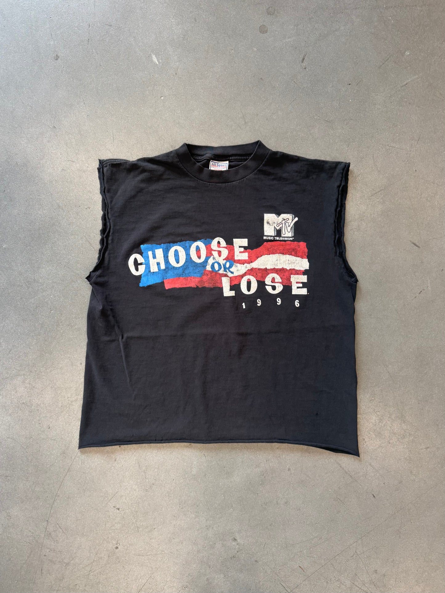 1996 MTV CHOOSE OR LOSE CUT-OFF TEE (ALLSPORT PROWEIGHT TAG)