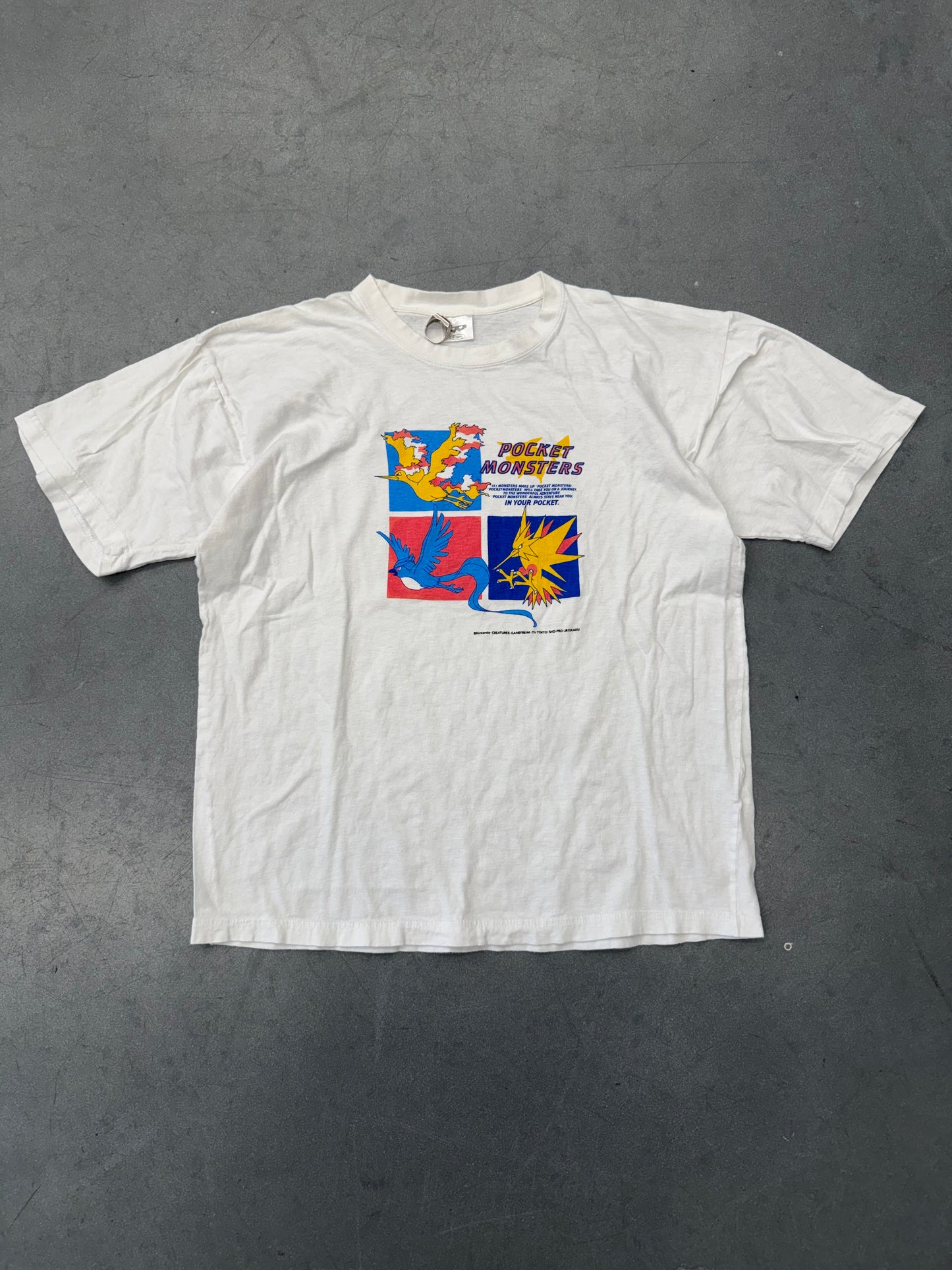 90'S NINTENDO POKEMON POCKET MONSTERS LEGENDARY BIRDS JAPANESE PROMO TEE (BANPRESTO TAG)