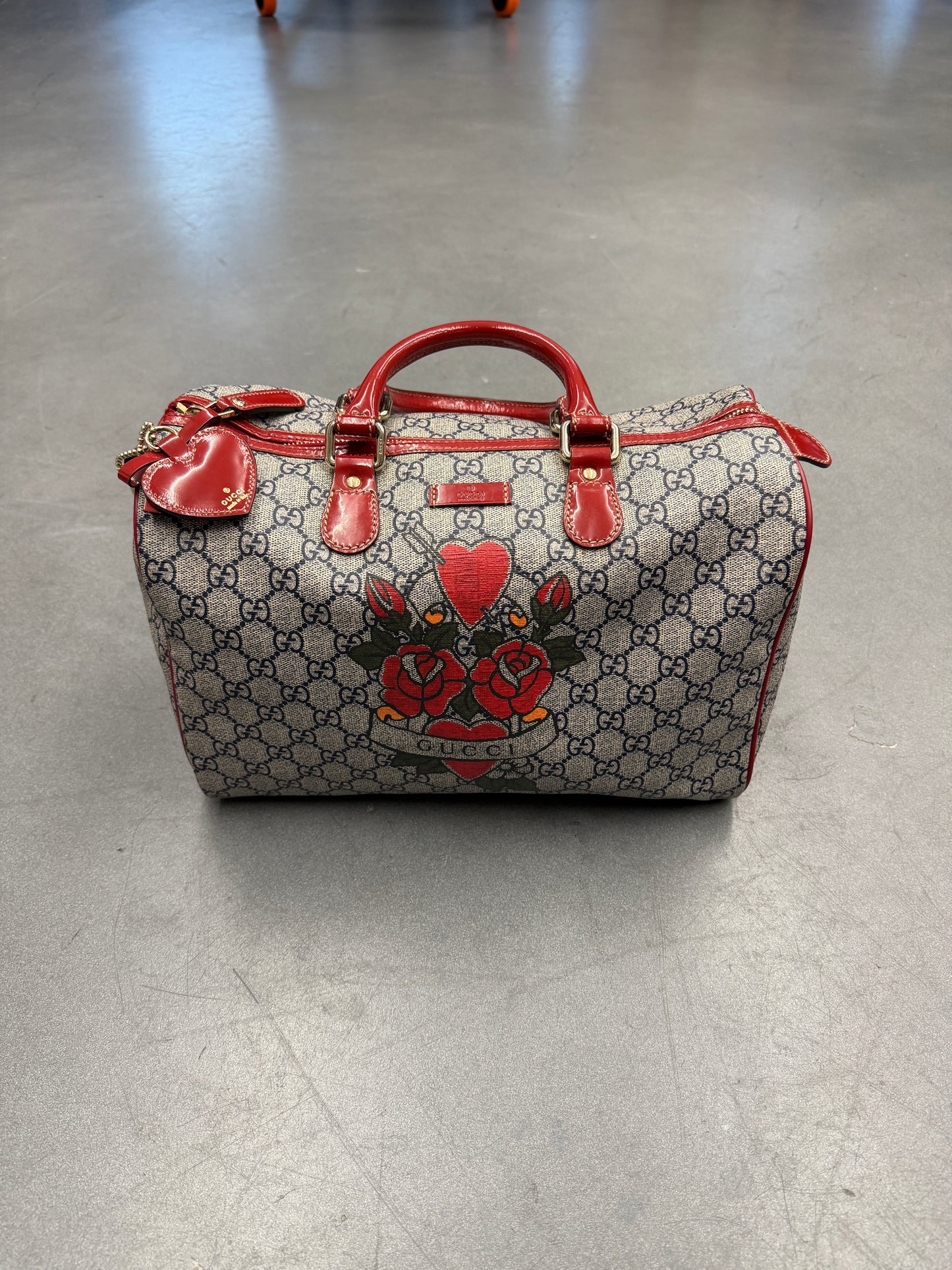 GUCCI ROSES & HEART MONOGRAM BOSTON 30 BAG