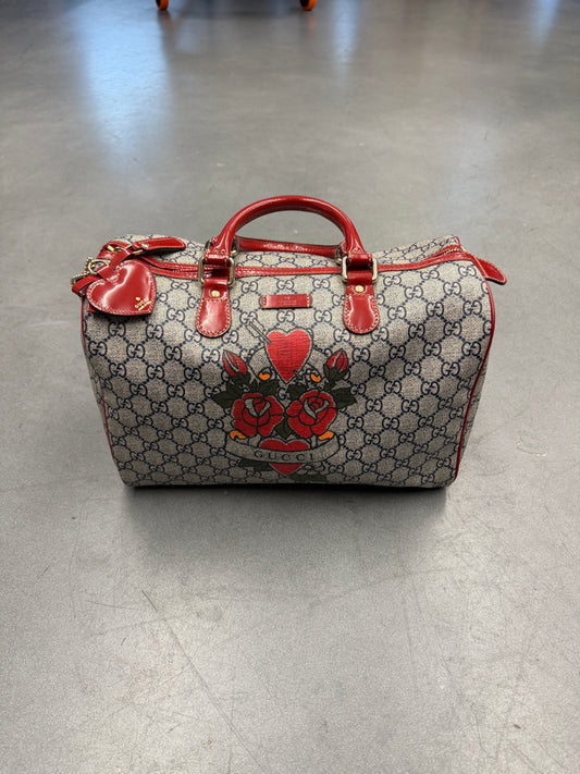 GUCCI ROSES & HEART MONOGRAM BOSTON 30 BAG