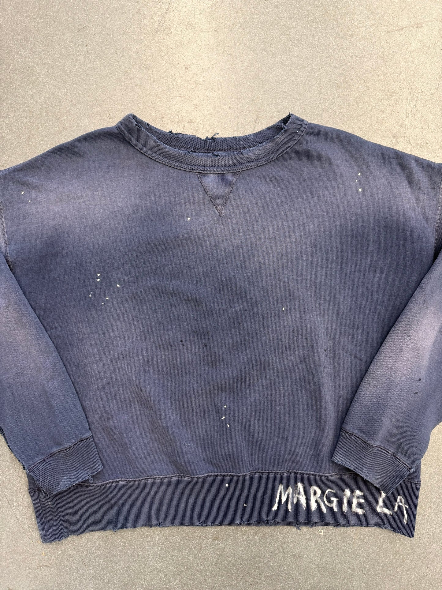 MAISON MARGIELA HANDWRITTEN COTTON SWEATSHIRT - BLUE