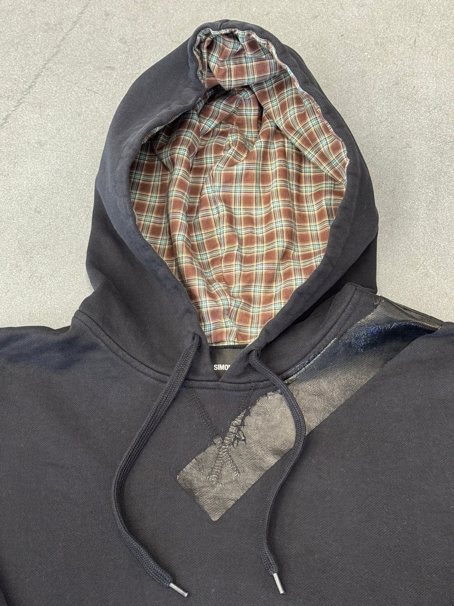 RAF SIMONS FRED PERRY TAPED HOODIE - BLACK