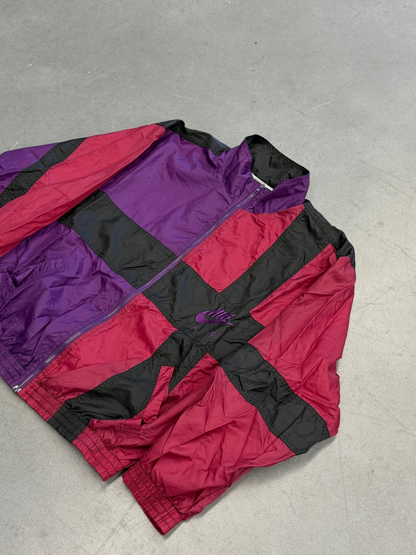 90S NIKE AIR COLORBLOCK ZIP-UP WINDBREAKER - FIREBERRY