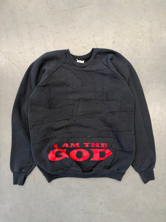'90S MARLIYN MANSON I AM THE GOD OF FUCK TEE REPURPOSED CREWNECK SWEATER (MIJU 1 OF 1)