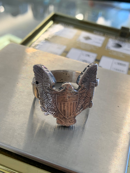 AMERICAN EAGLE COIN SILVER RING (12.9 GRAMS)