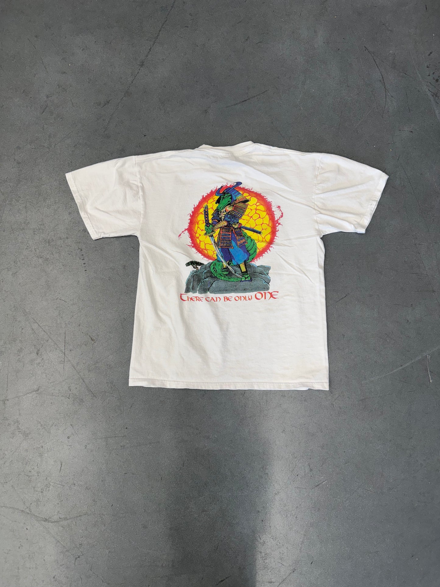 90S JAPANESE STYLE "THERE CAN BE ONLY ONE" ANIMAL SAMURAI TEE (JERZEES TAG)