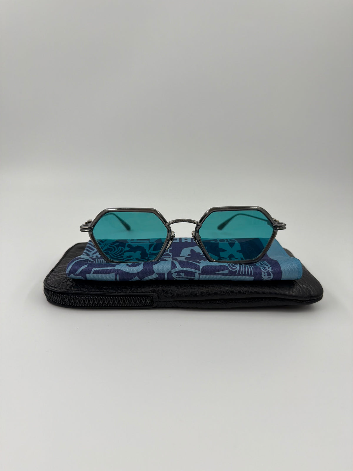 CHROME HEARTS "DATASS" HEXAGONAL METAL SUNGLASSES