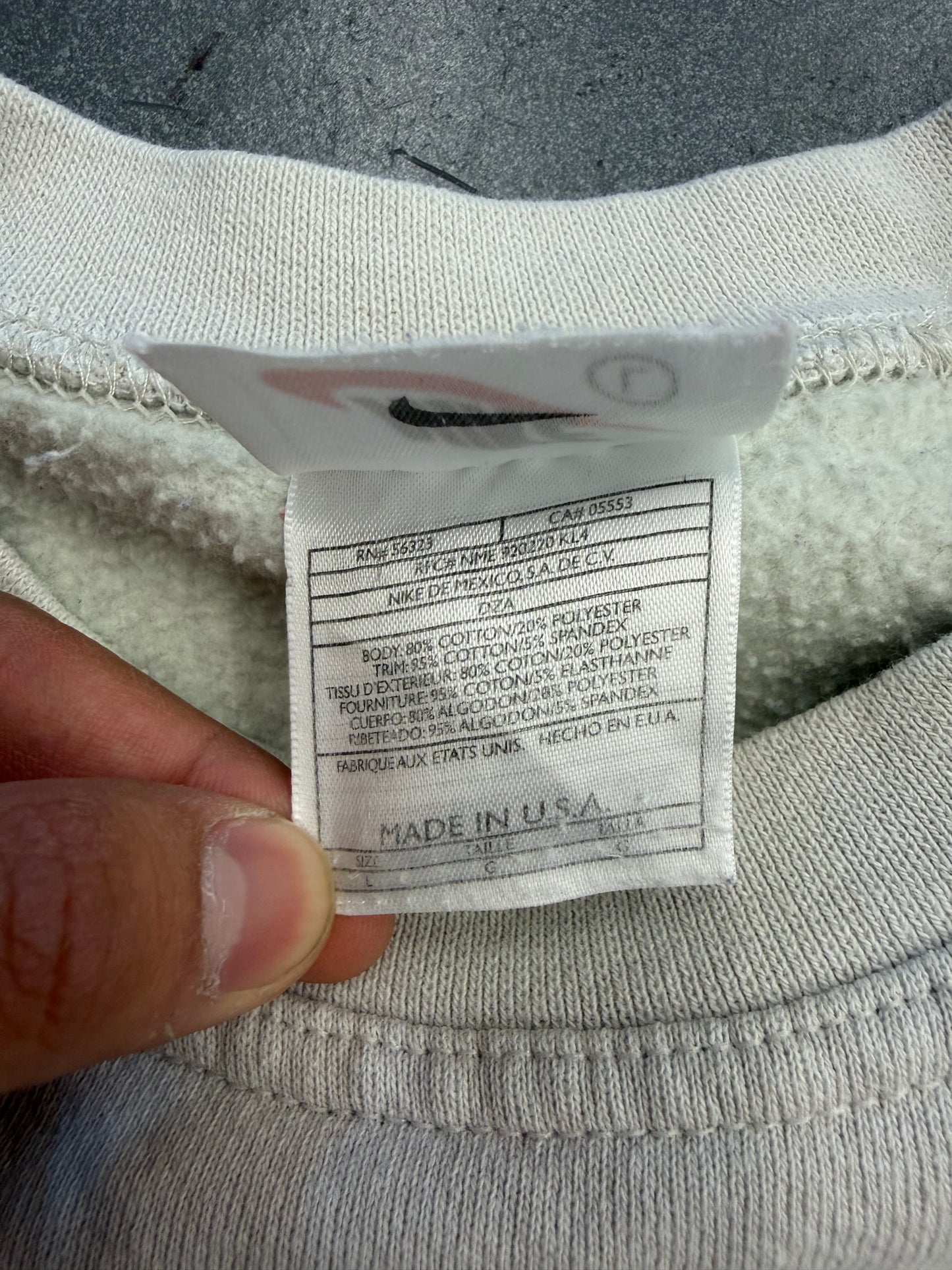 90S NIKE SIDE SWOOSH CREWNECK - MARSHMALLOW (NIKE RED SWOOSH TAG)