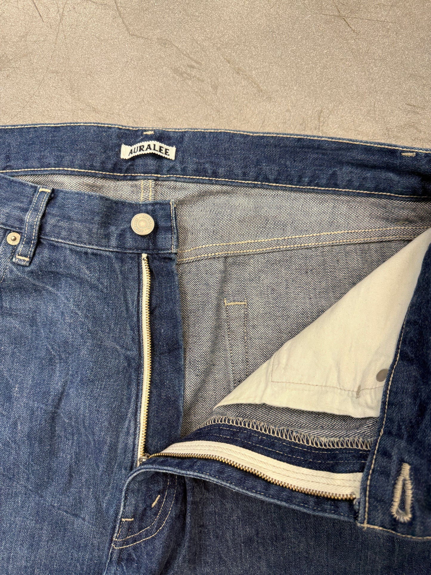 AURALEE SELVEDGE FADED LIGHT DENIM PANTS - 5