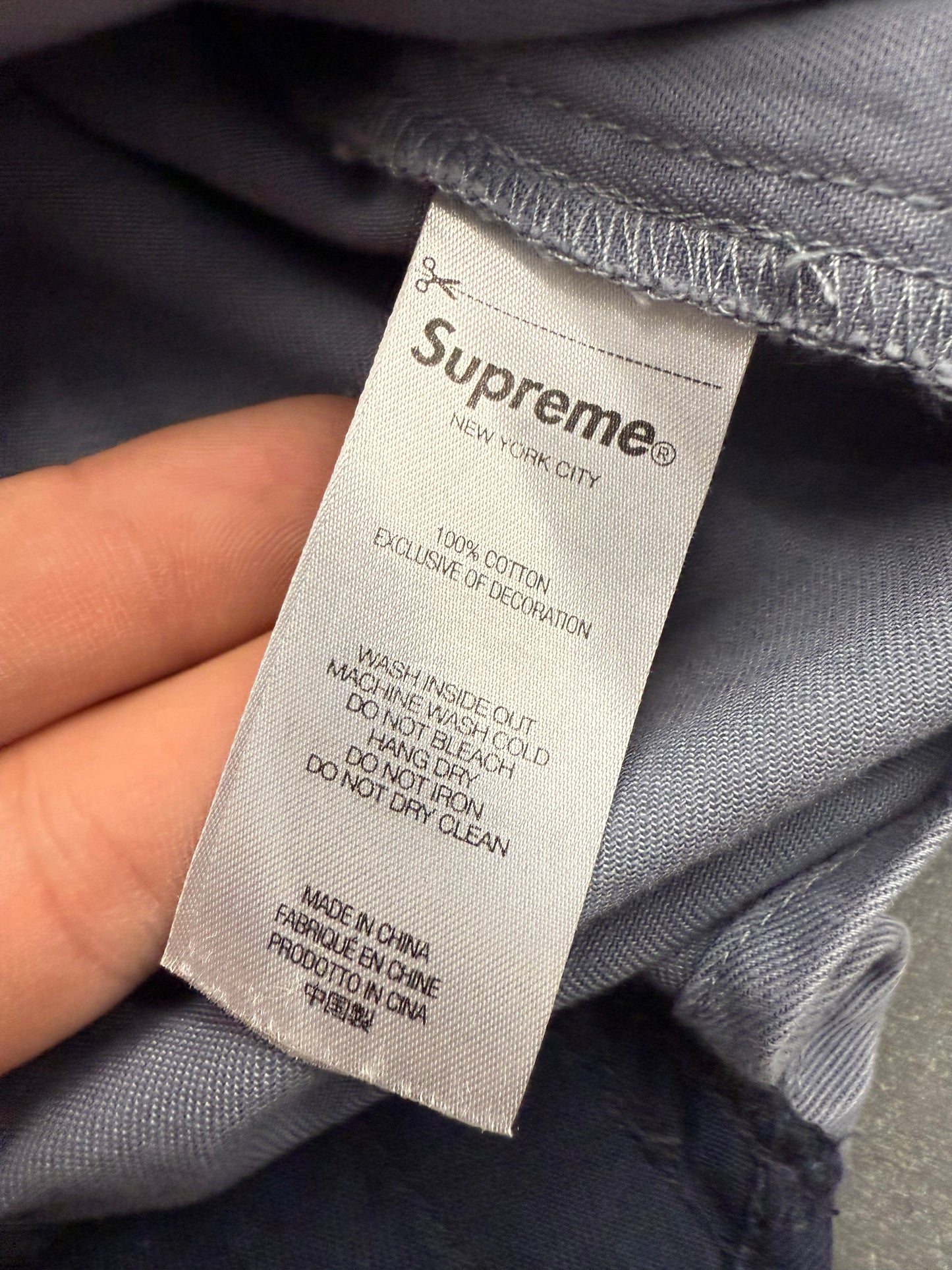 SS19 SUPREME REFLECTIVE STRIPE S/S WORK SHIRT - NAVY