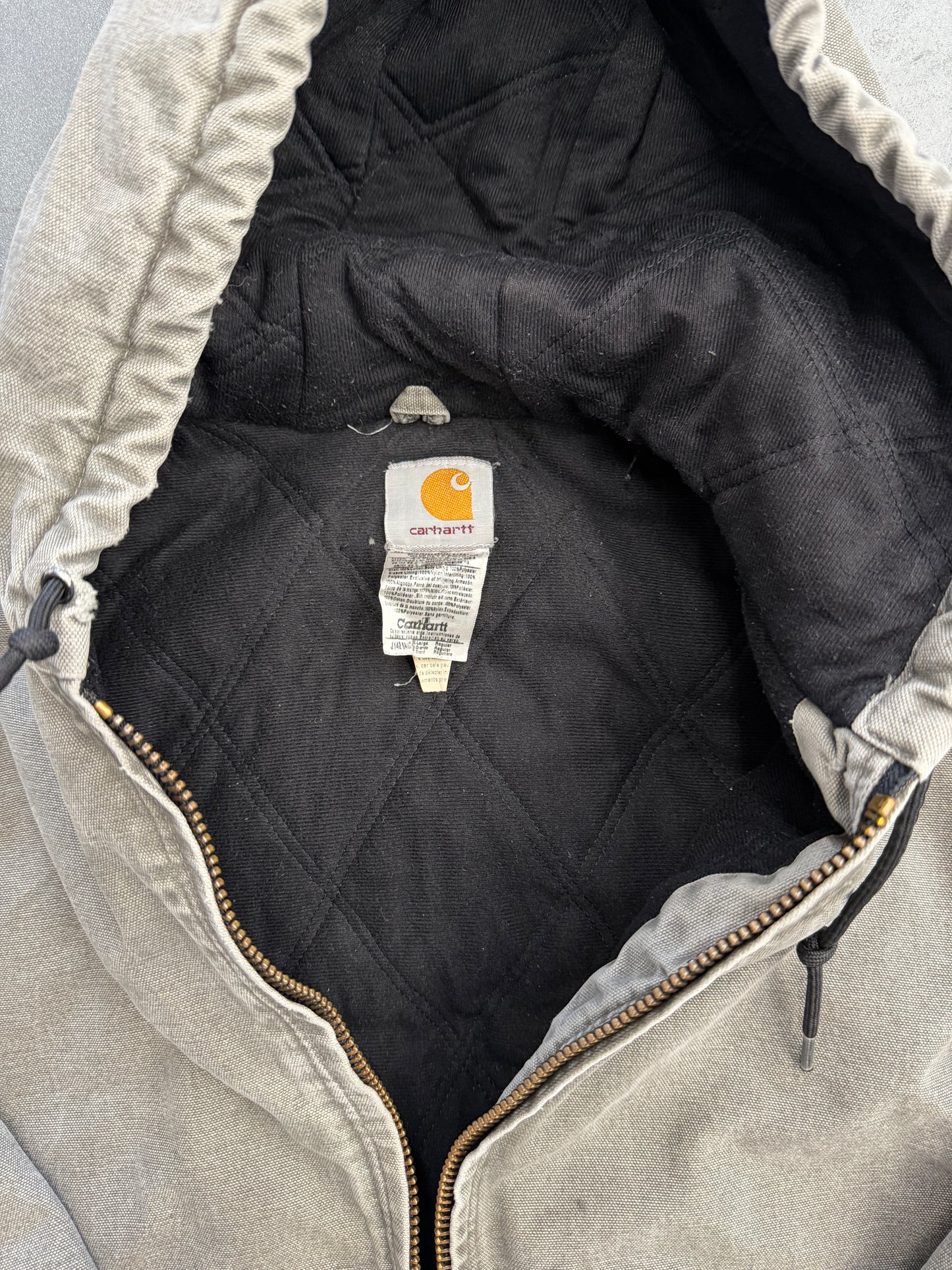 2000'S CARHARTT INSULATED CANVAS HOODIE (BROKEN ZIPPER) - GRAY (J142SAG XL)
