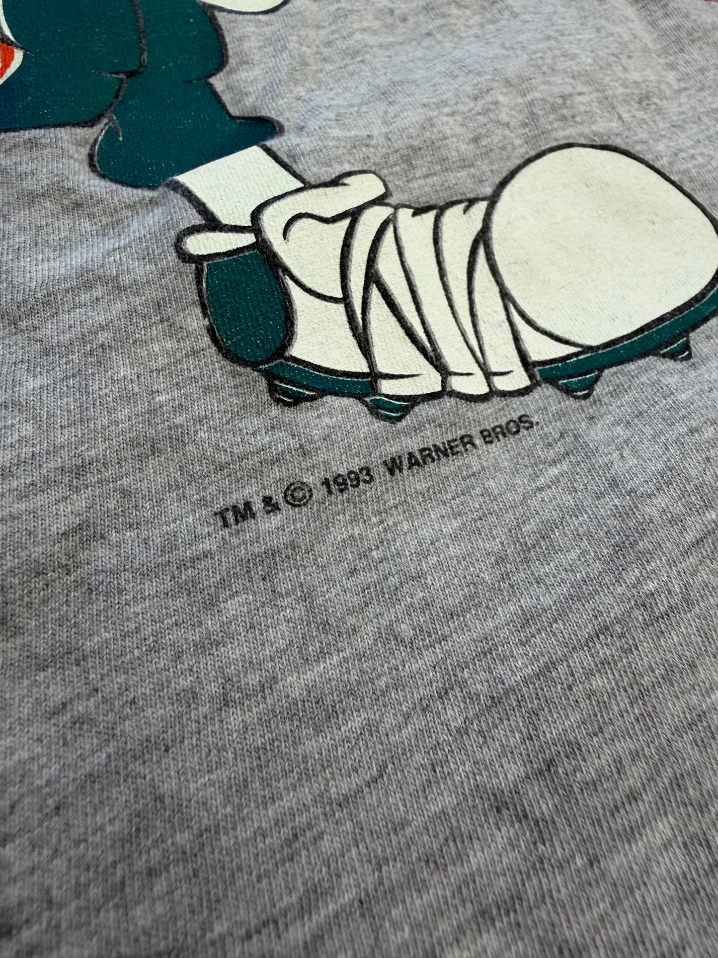 1993 MIAMI DOLPHINS LOONEY TUNES DIS MEANS WAR LS TEE (PRO SPIRIT TAG)