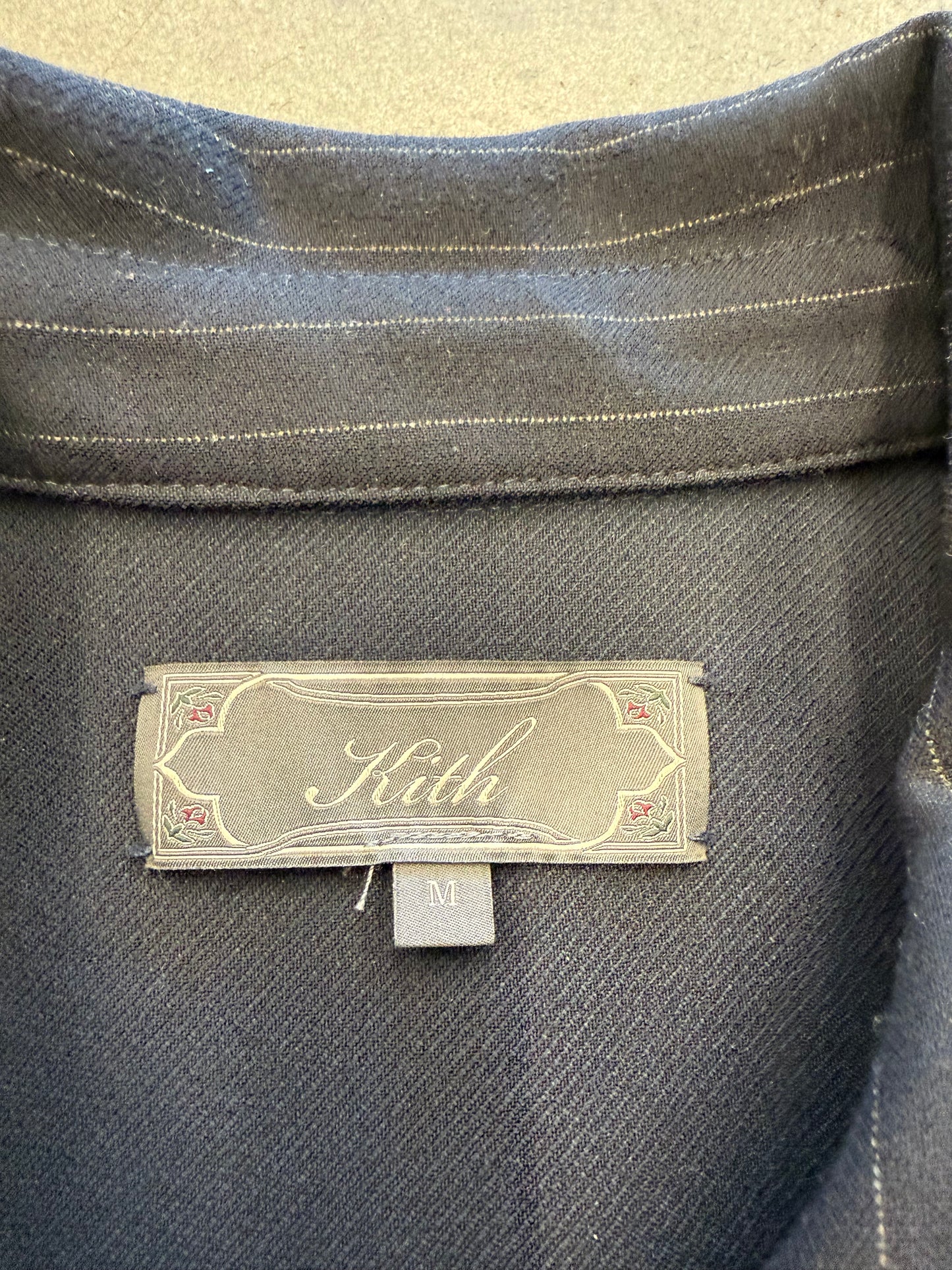 KITH DOUBLE WEAVE FULL ZIP STRIPED COACHES JACKET - NAVY