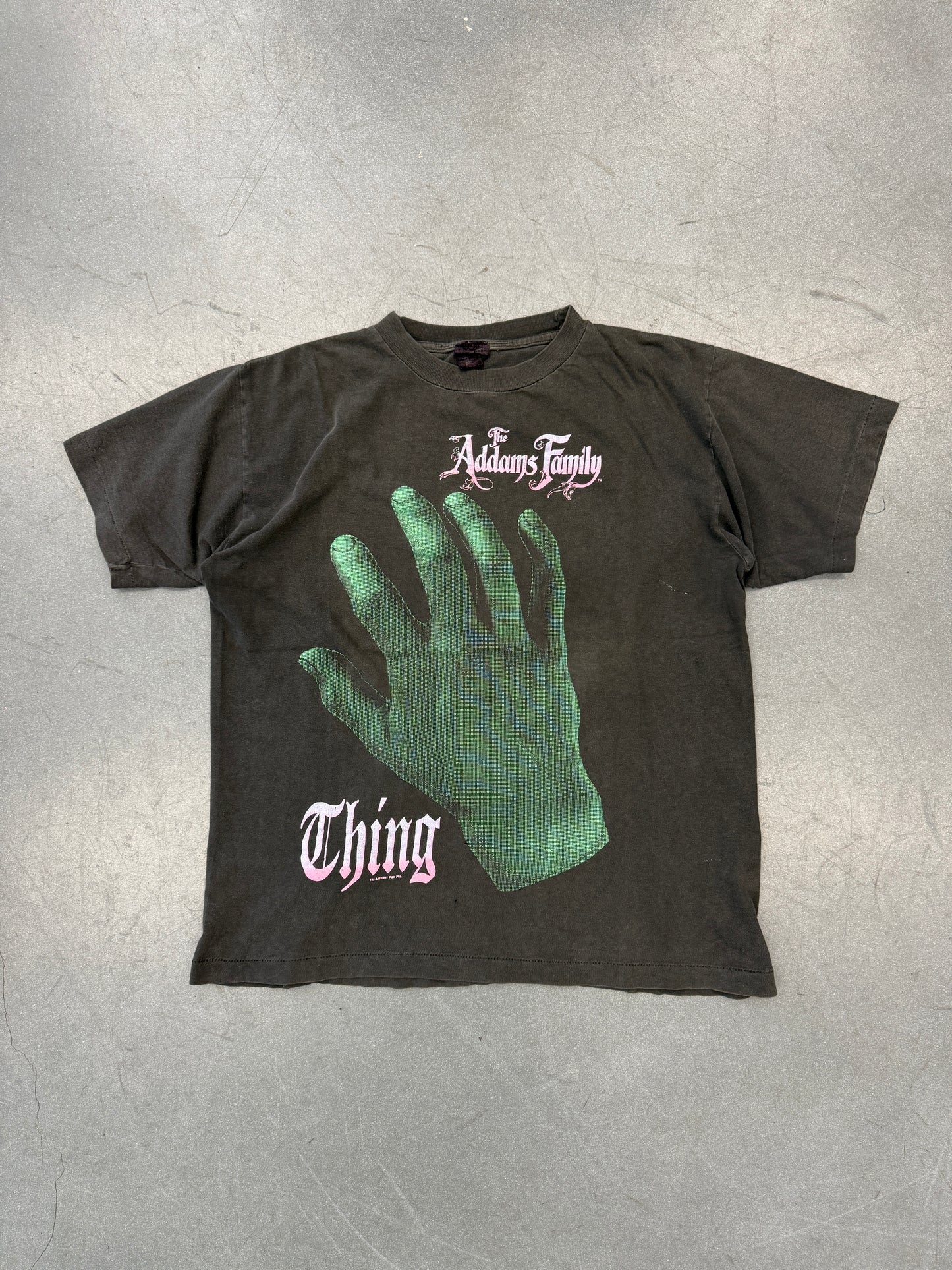 1991 THE ADDAMS FAMILY THING GLOW IN THE DARK TEE (OASIS TAG)