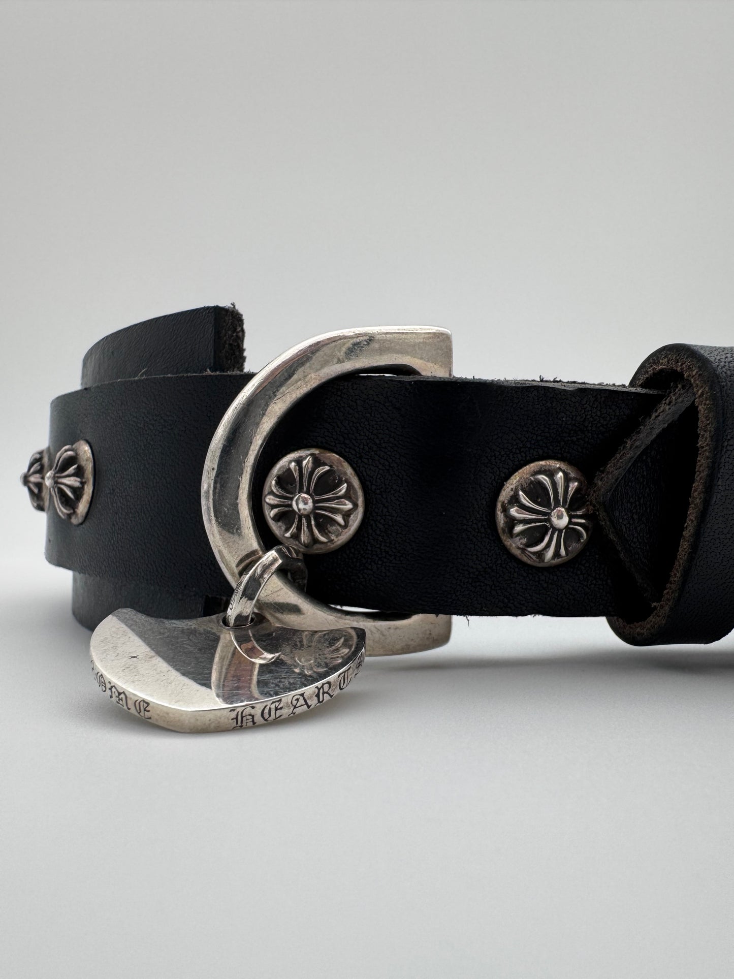 CHROME HEARTS COCO DOG COLLAR BLACK LEATHER (NEW) (16 INCH)