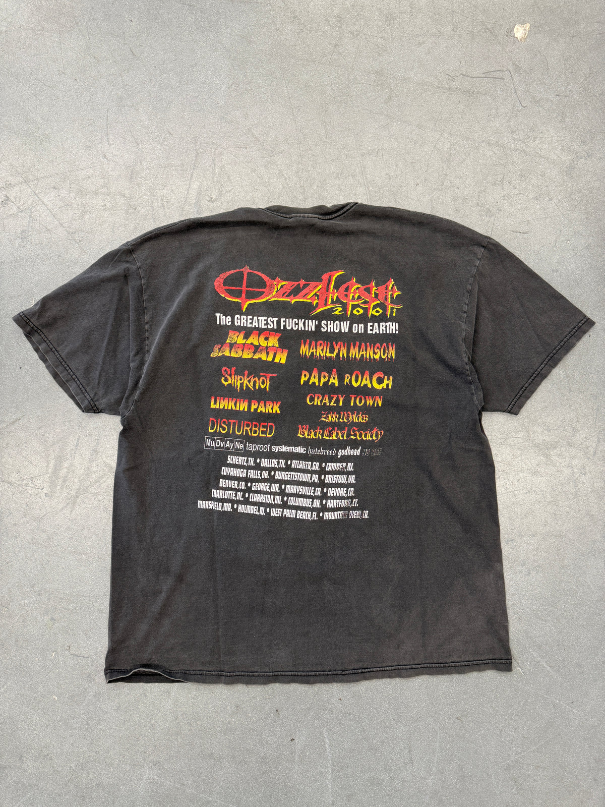 2001 OZZFEST THE GREATEST FUCKIN' SHOW ON EARTH! TOUR TEE (HANES TAG)