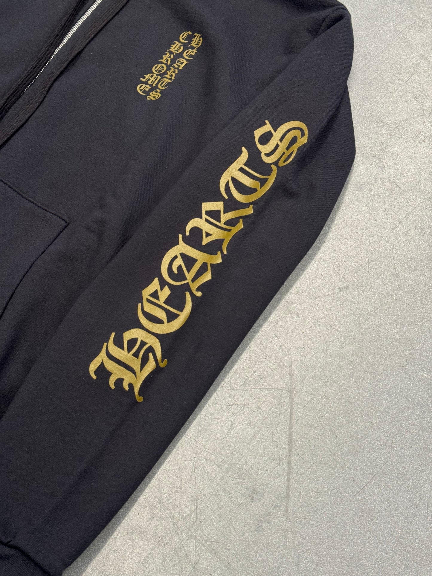 CHROME HEARTS ARMY GREEN VERTICAL LOGO DAGGER ZIP HOODIE