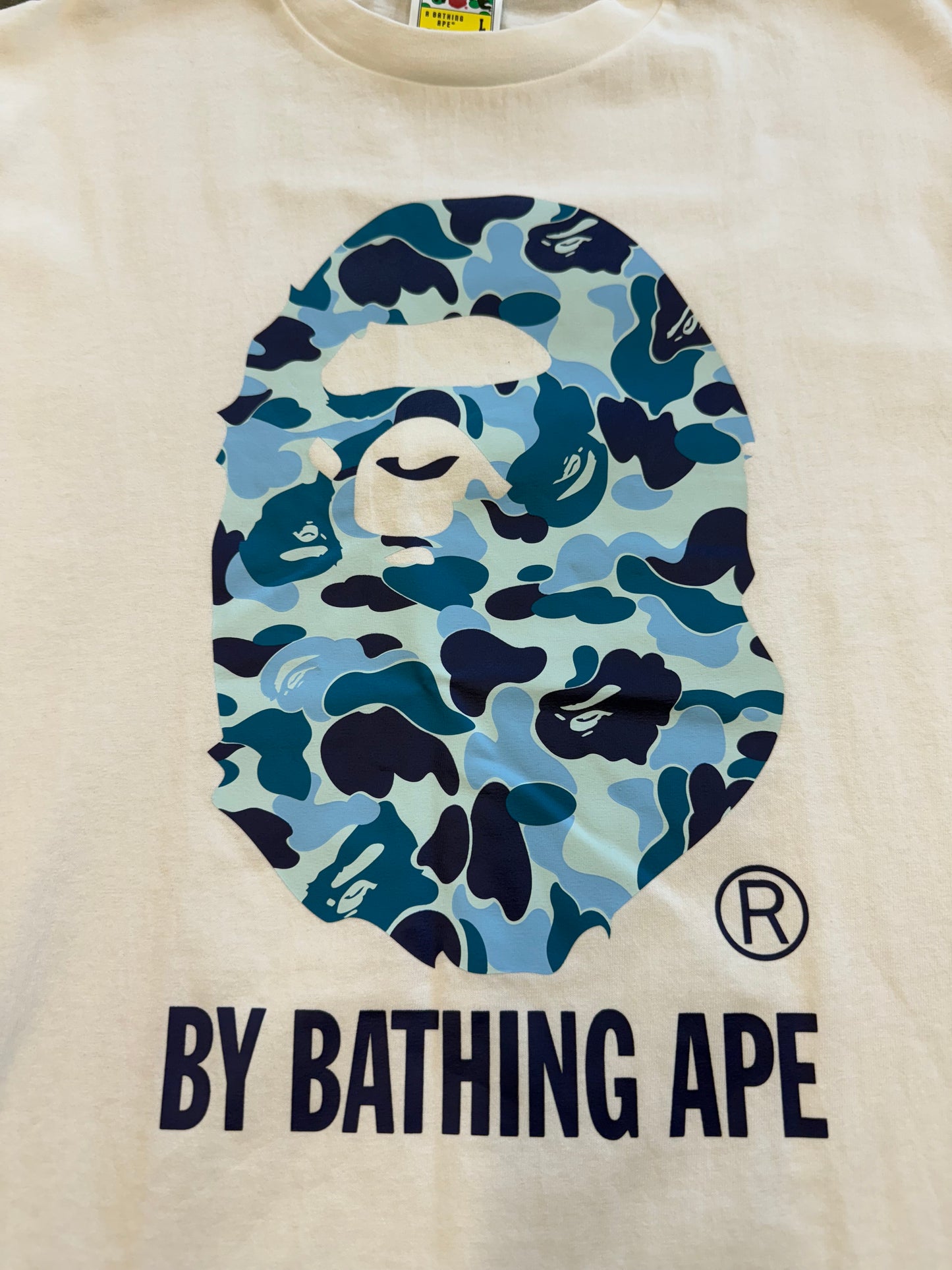 BAPE ABC CAMO BY BATHING APE TEE - BLUE CAMO/WHITE (L) (NWT)