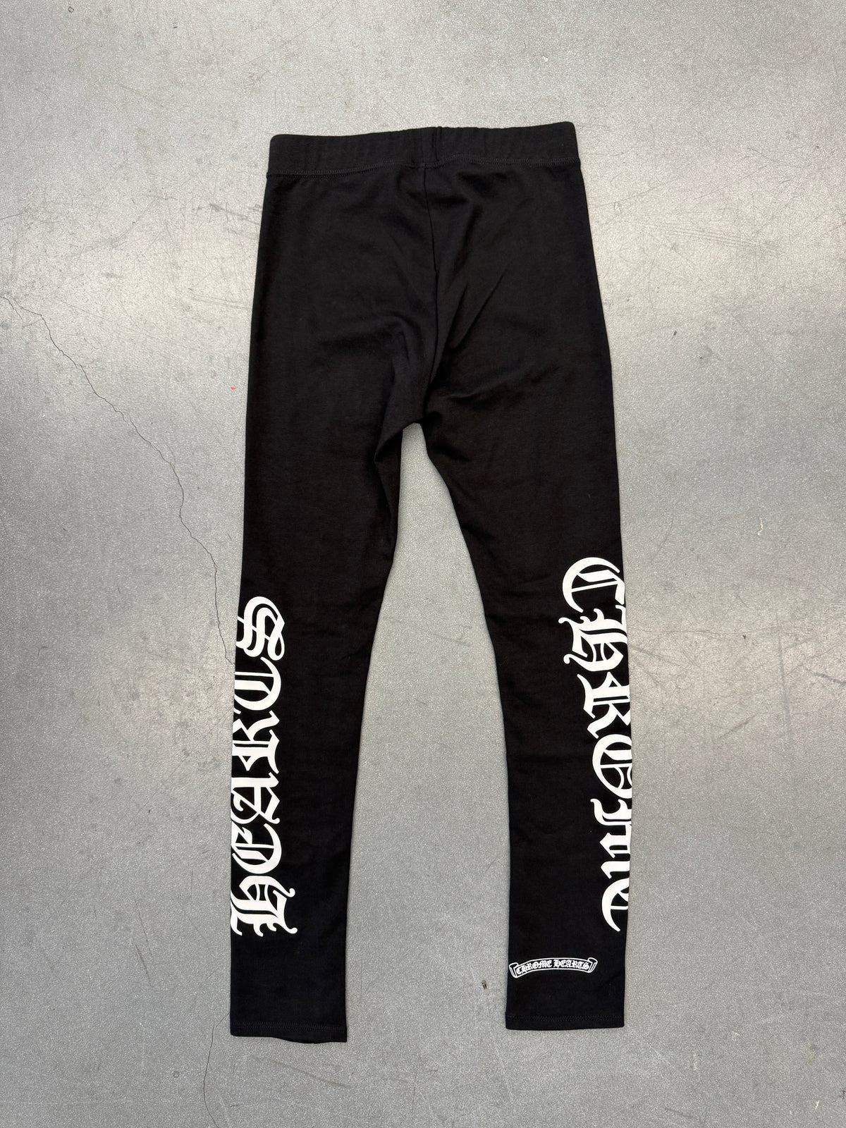 CHROME HEARTS HORSESHOE BLACK COTTON LEGGINGS - XS