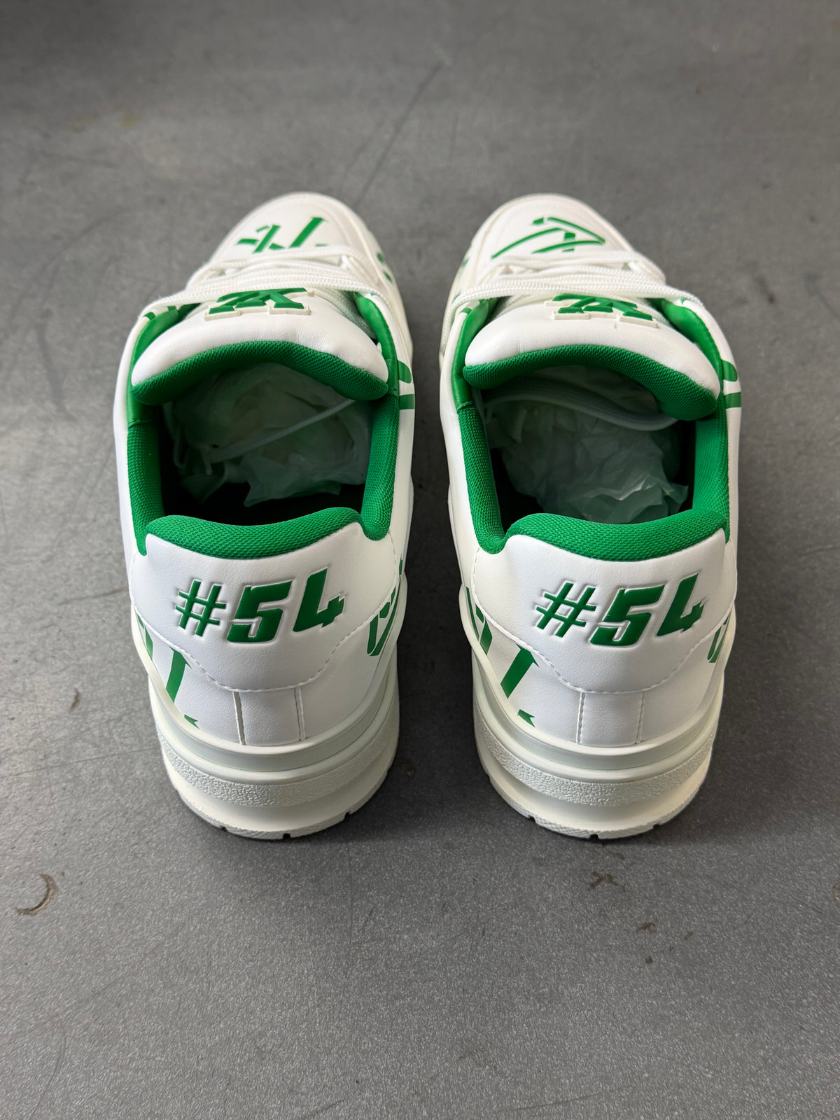 LOUIS VUITTON LV TRAINER UPCYCLED SNEAKERS - WHITE/GREEN (LV 8 / US 9)