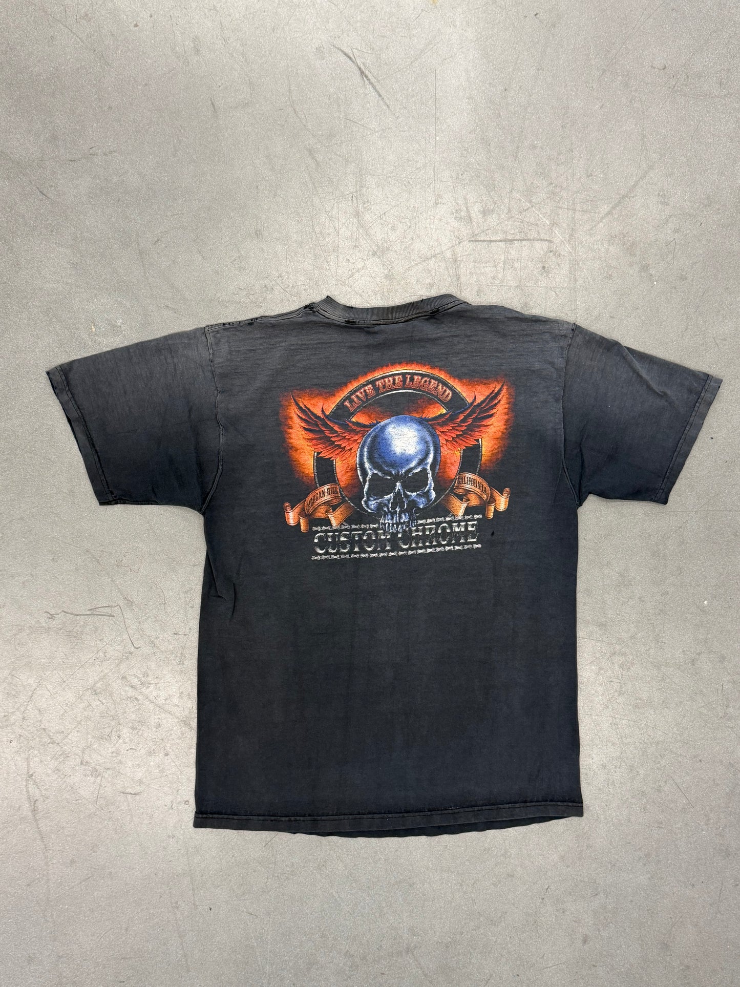 90S CUSTOM CHROME  "LIVE THE LEGEND" SKULL TEE (FOTL TAG)