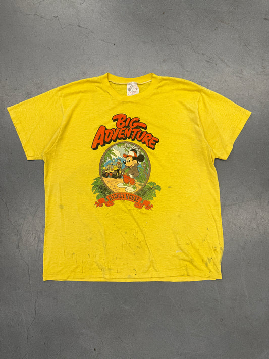 90S MICKEY MOUSE BIG ADVENTURE DISTRESSED THIN TEE (THE WALT DISNEY COMPANY TAG)