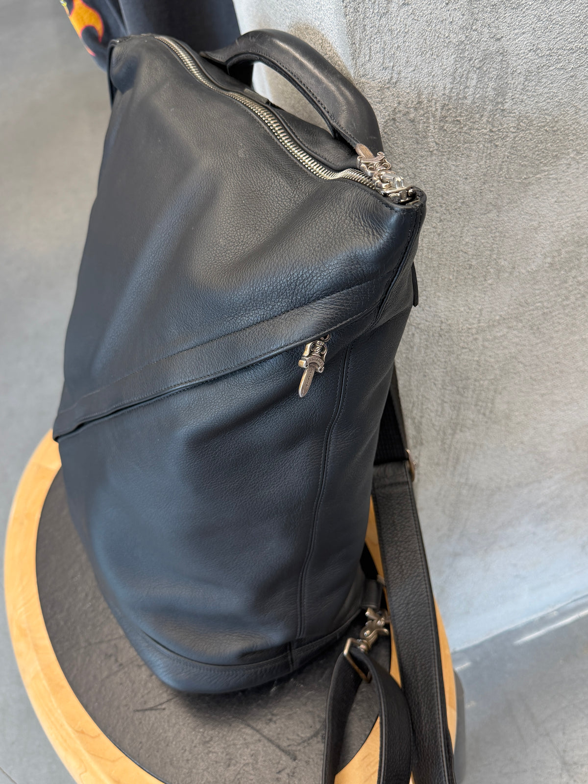 CHROME HEARTS LEATHER BACKPACK + SILVER DETAILS