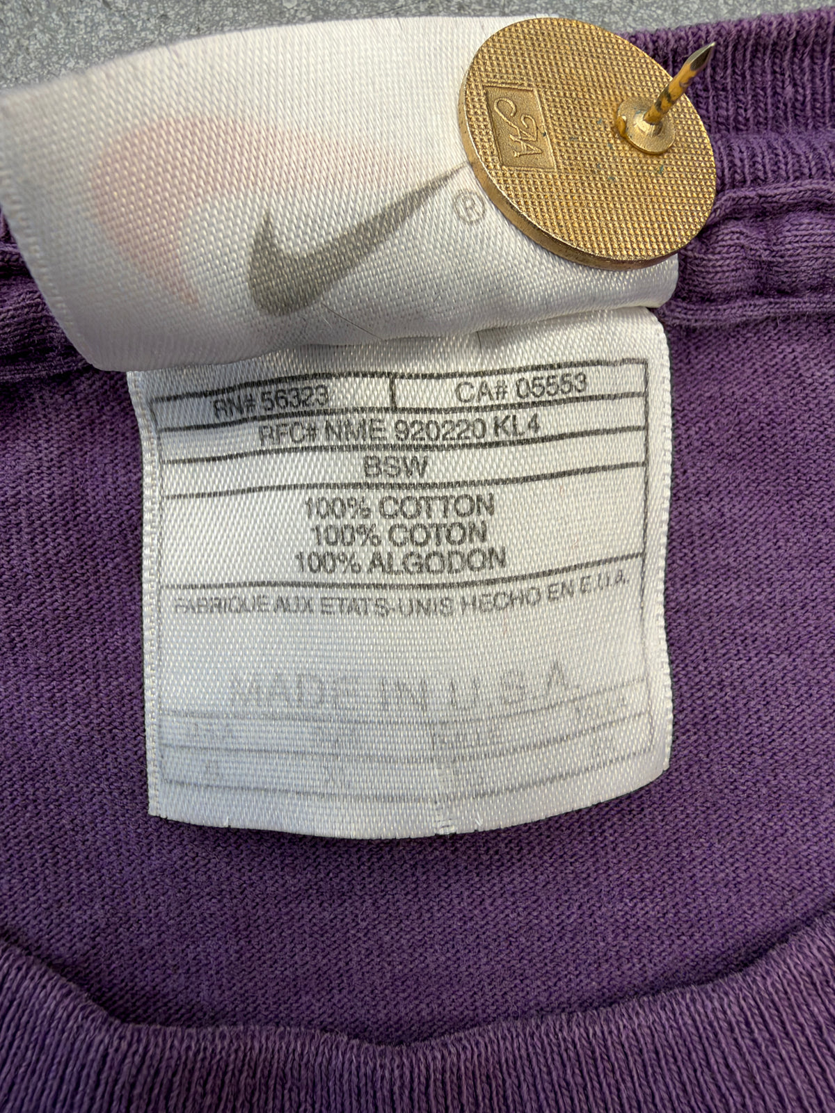 90'S NIKE SPELLOUT SIDE SWOOSH TEE - PURPLE/PURPLE (WHITE NIKE TAG)