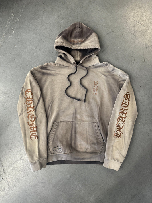 CHROME HEARTS VERTICAL LOGO PULLOVER HOODIE - BROWN / FADED BLACK