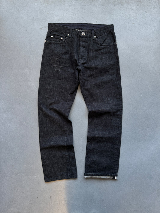 CHROME HEARTS SELVEDGE STAR JEANS - 33 BLACK