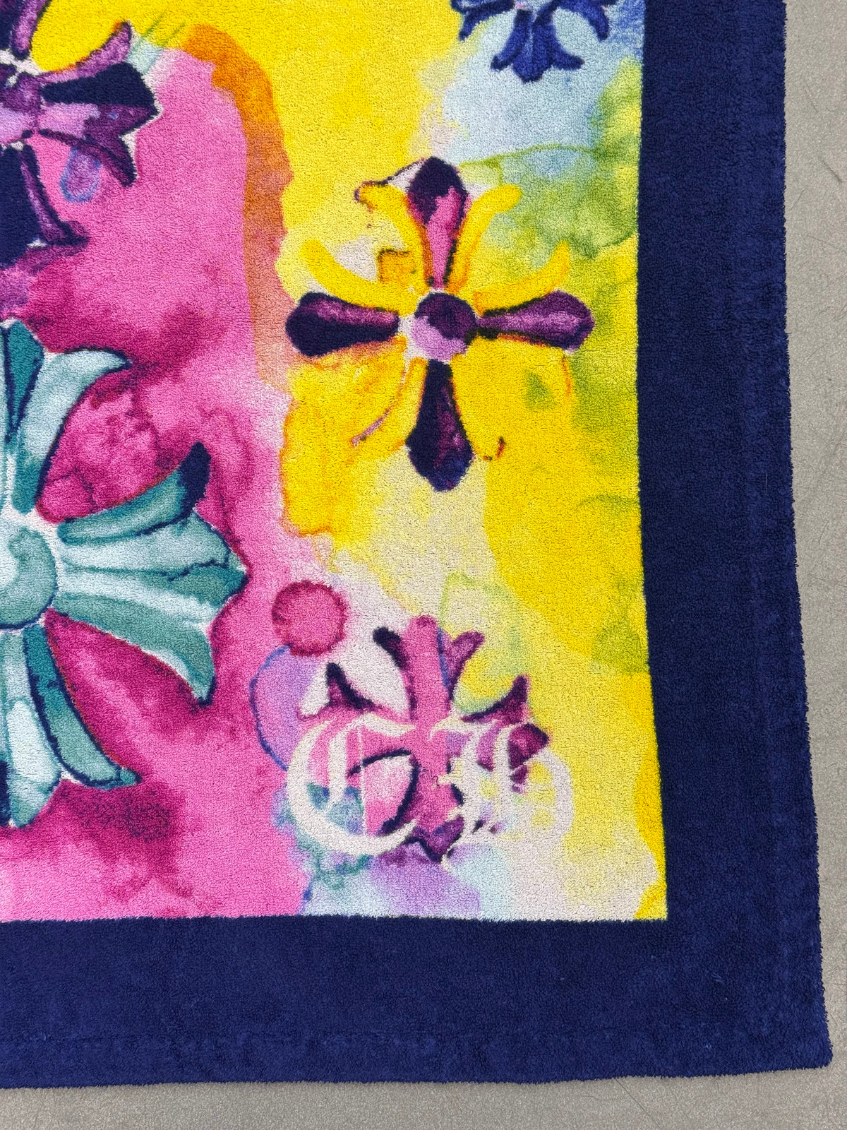 CHROME HEARTS WATERCOLOR PLUS BEACH TOWEL - NAVY/YELLOW/MAGENTA