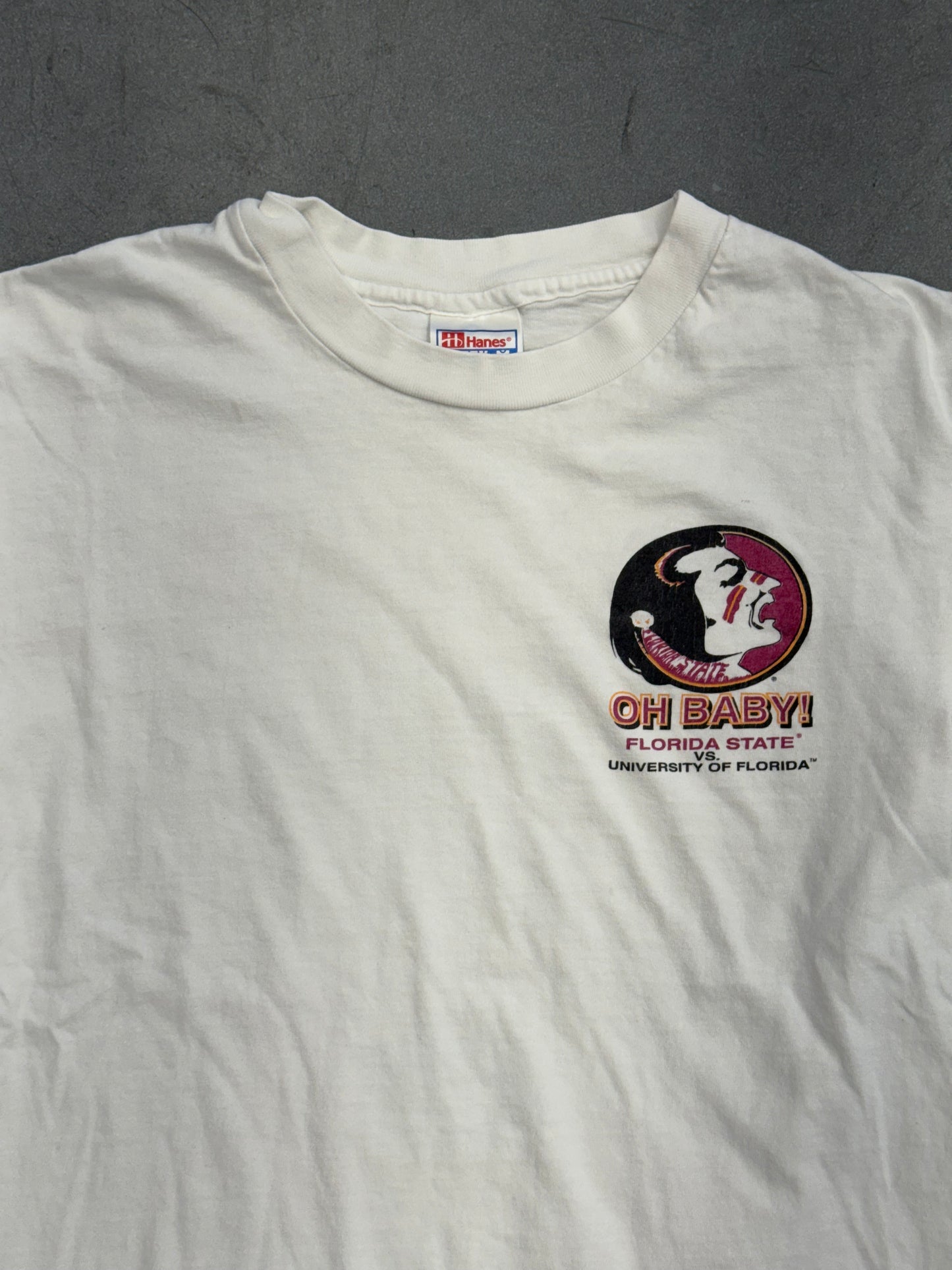 1996 OH BABY! FLORIDA STATE VS UNIVERSITY OF FLORIDA MULLET LS TEE (HANES TAG)