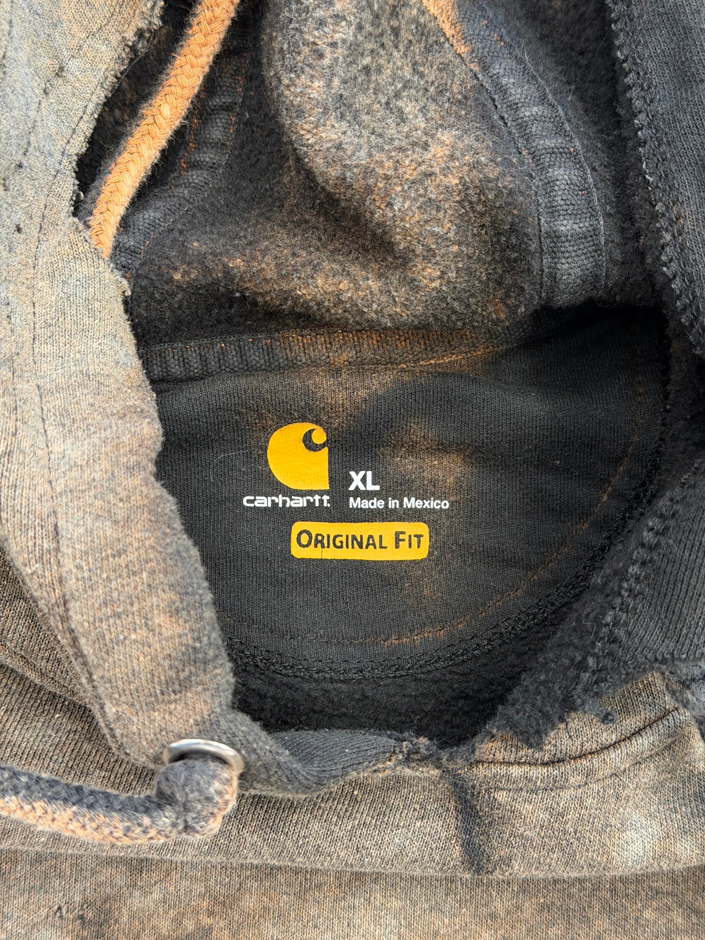 Y2K CARHARTT FADED DISTRESSED PAINT SPLATTERED THRASHED HOODIE K288BLK ORIGINAL FIT