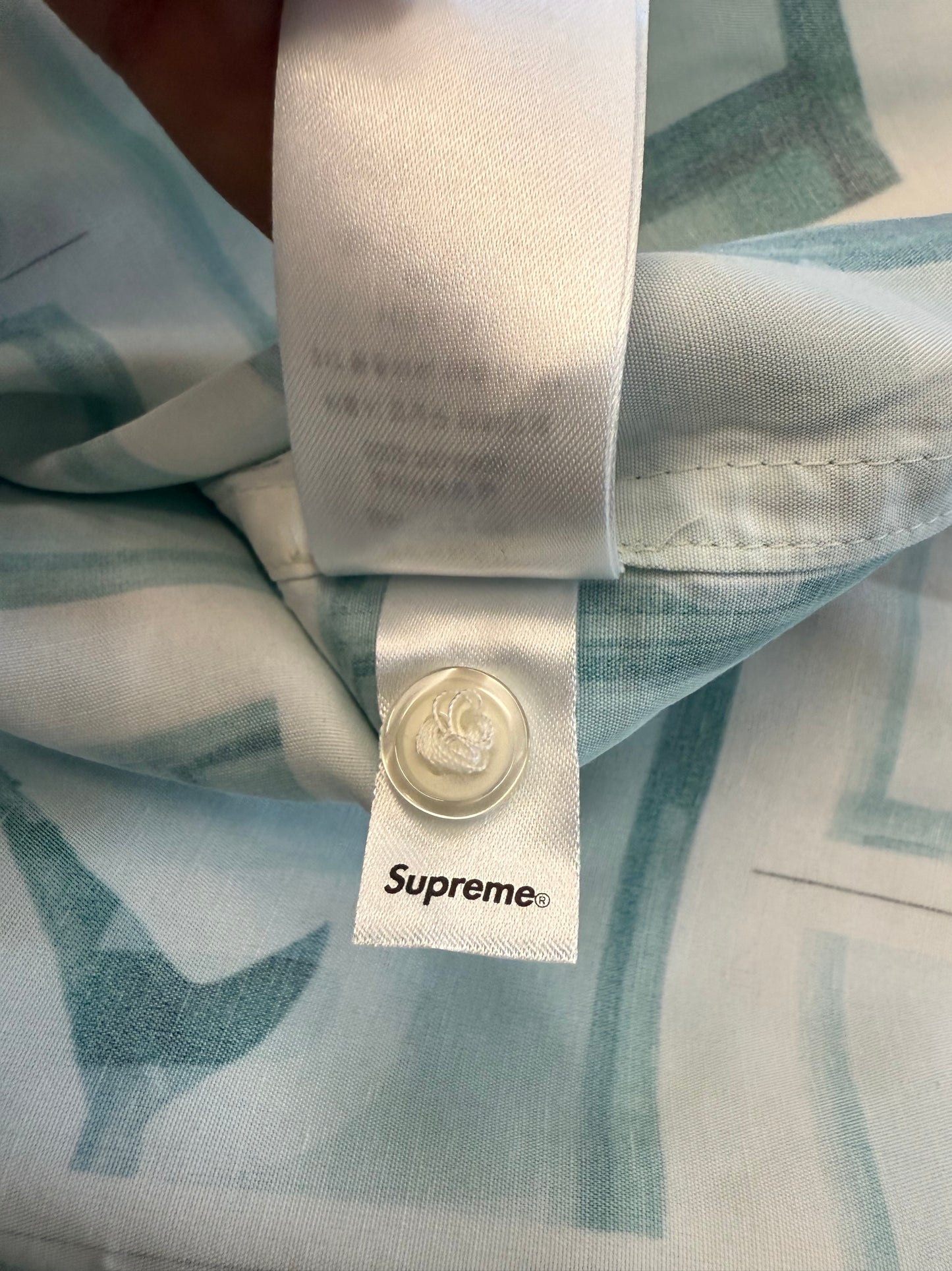 SS25 SUPREME DAMIEN HIRST SHARK S/S SHIRT - WHITE/TEAL (NWT)