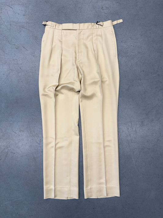 RALPH LAUREN PURPLE LABEL 100% SILK SLACKS - CREAM