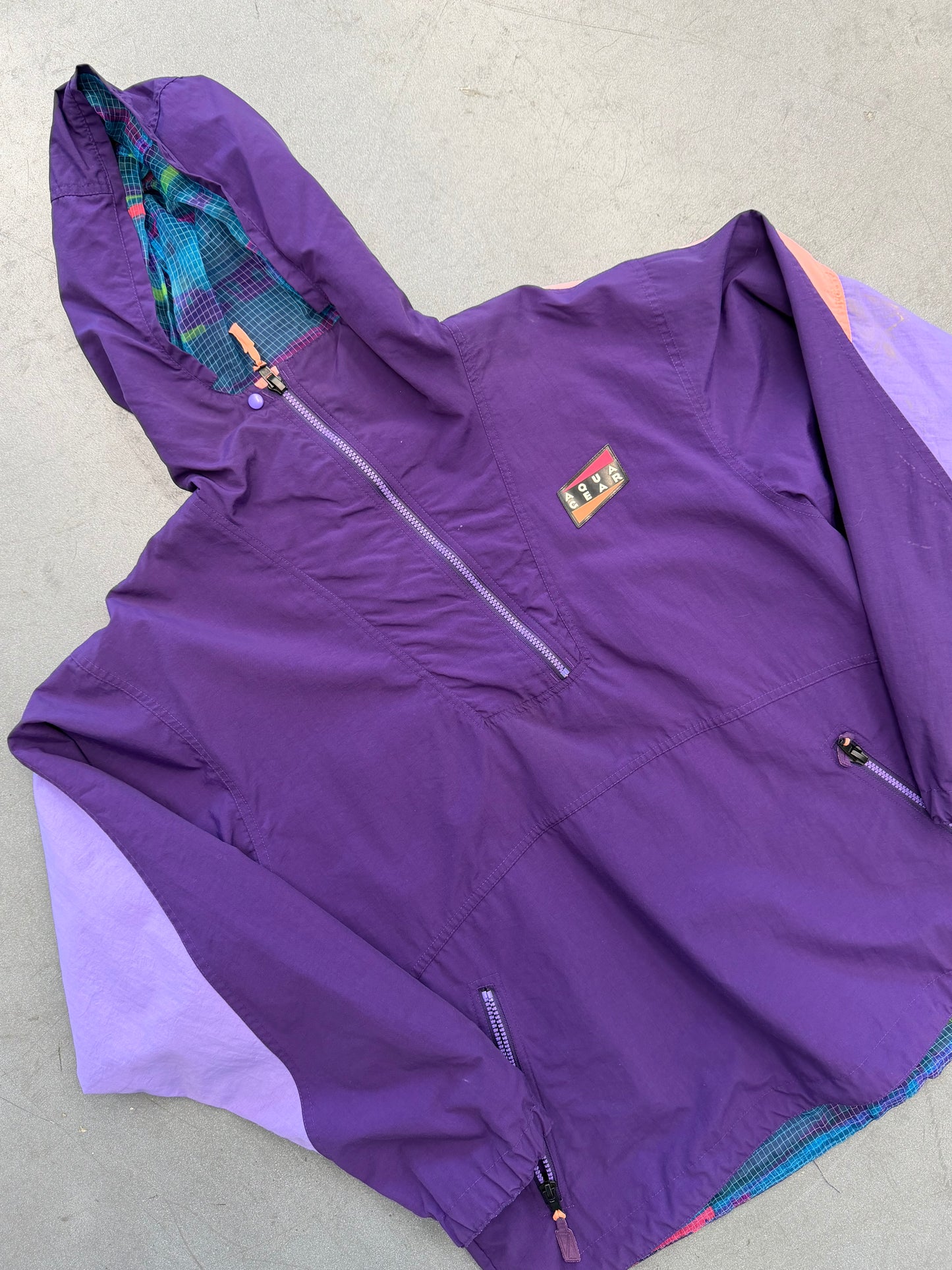 ‘90s NIKE REVERSIBLE AQUA GEAR MULTI GEAR QUARTER ZIP COLOFUL WINDBREAKER