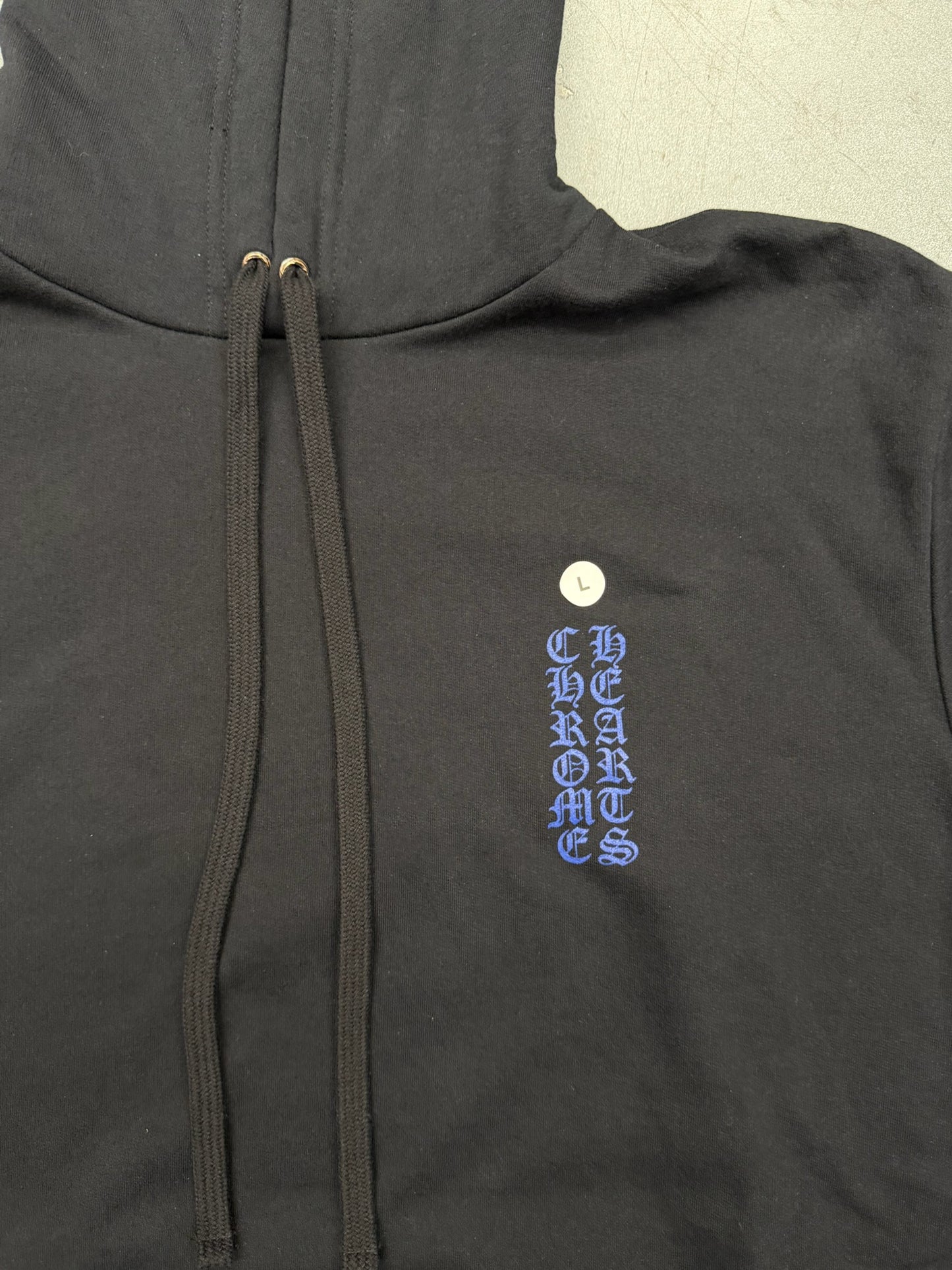 CHROME HEARTS BLUE VERTICAL LOGO PULLOVER HOODIE