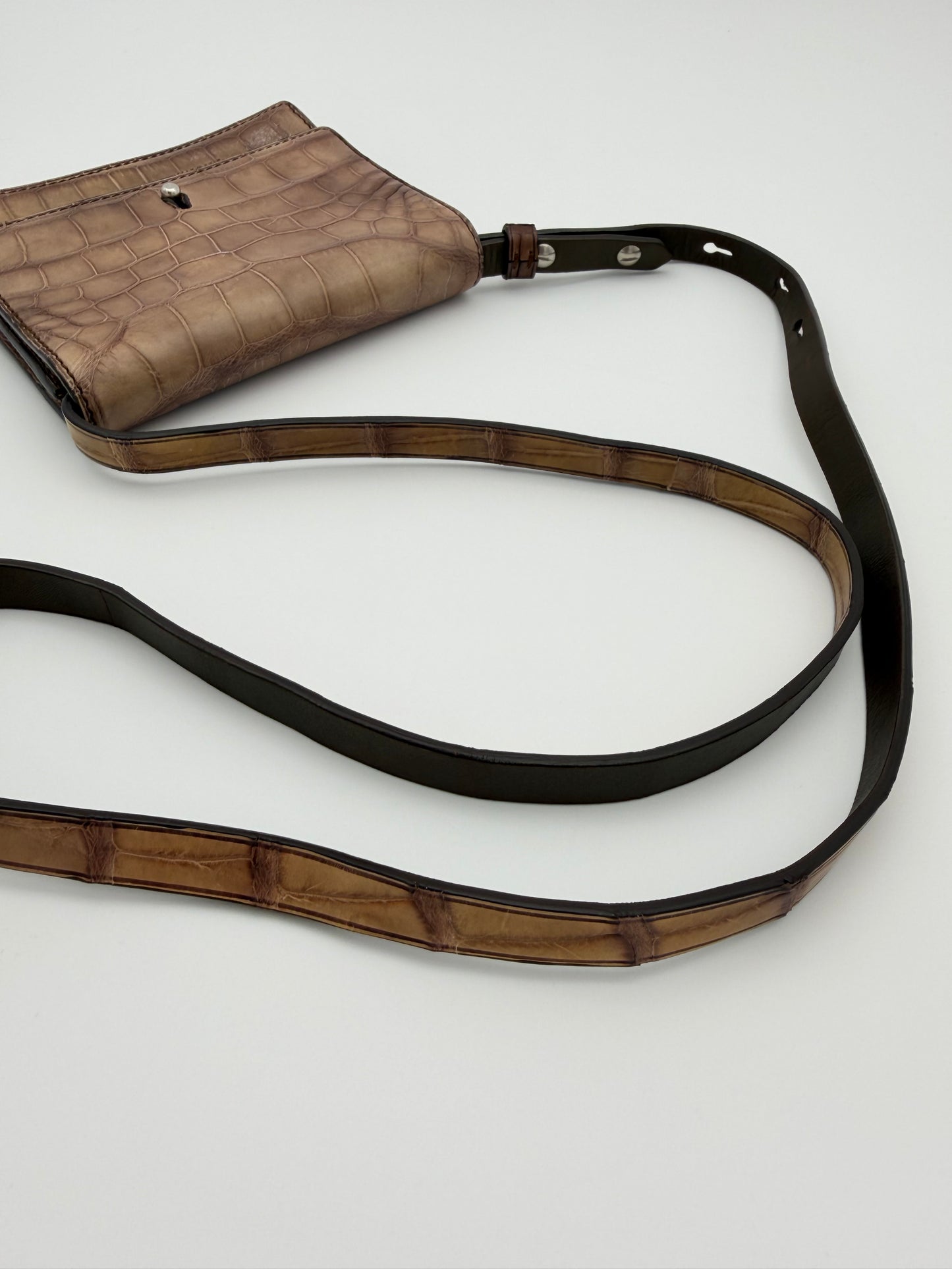 BRUNELLO CUCINELLI CROCODILE SMALL CRISSCROSS BAG