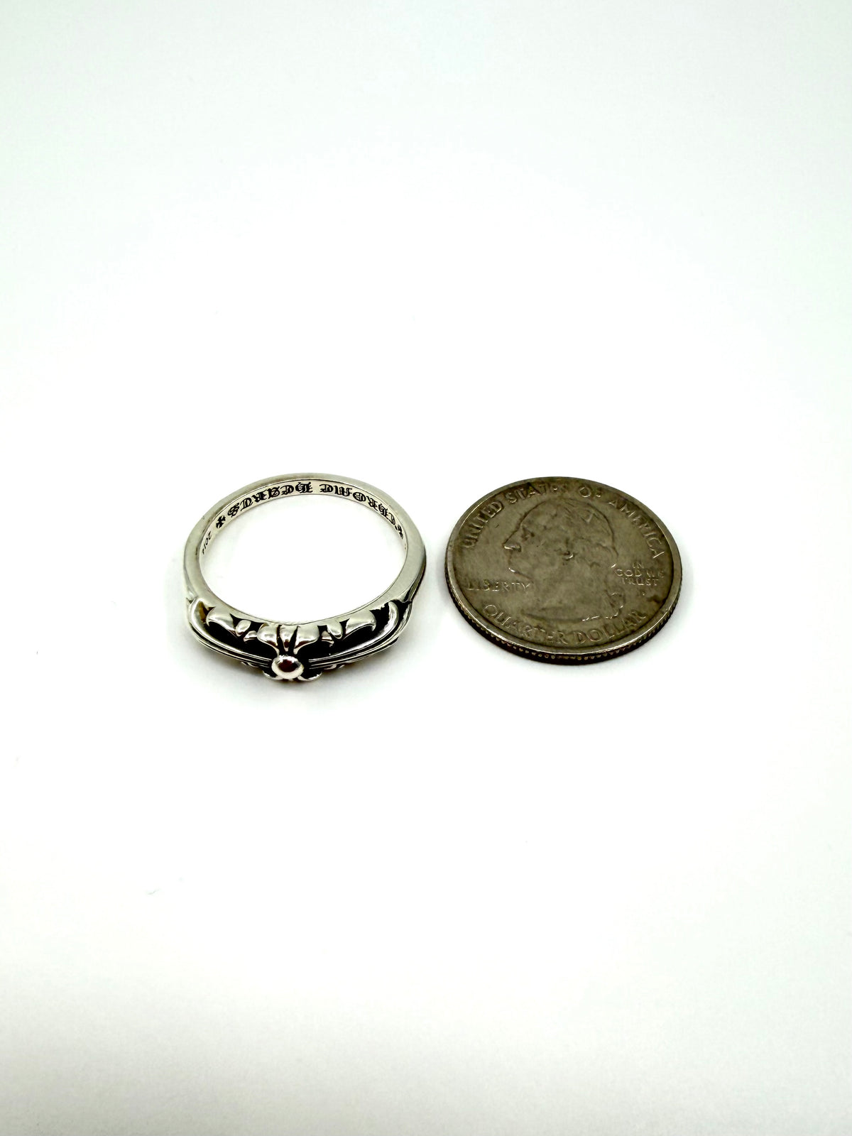 CHROME HEARTS BABY CLASSIC FLORAL SILVER RING