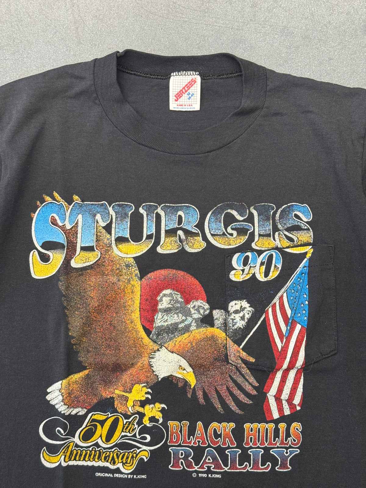1990 STURGIS BLACK HILLS RALLY 50TH ANNIVERSARY TEE (JERZEES TAG)