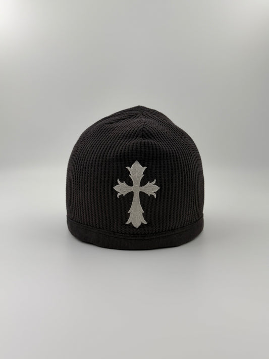 OLDER CHROME HEARTS THIN CROSS THERMAL WAFFLE BEANIE - FADED