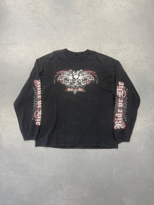 2009 GOOD SPORTS "RIDE OR DIE" SPIDER WEB SLEEVE LS TEE (PULLED TAG)
