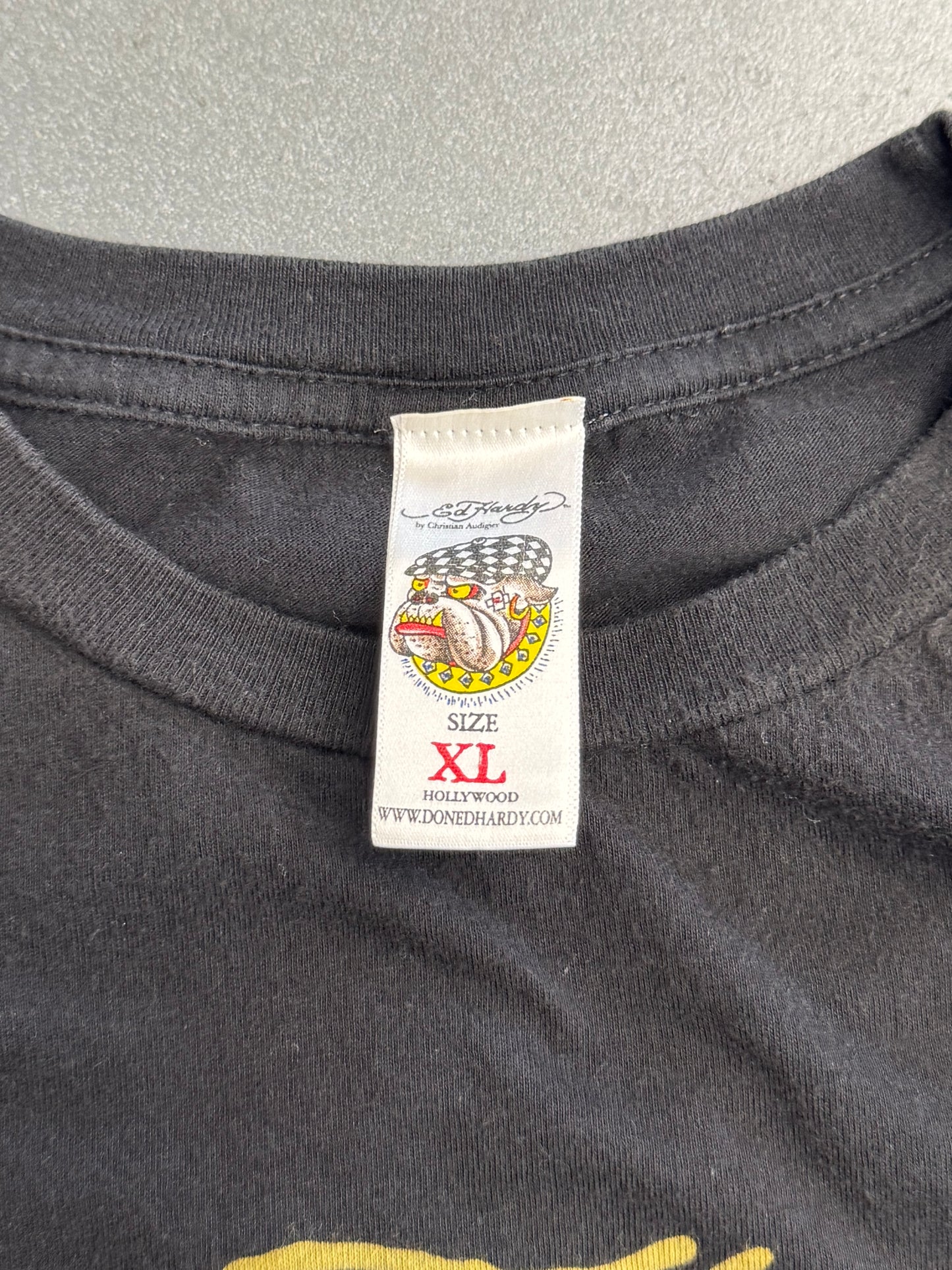 Y2K ED HARDY RHINESTONE BULLDOG TEE