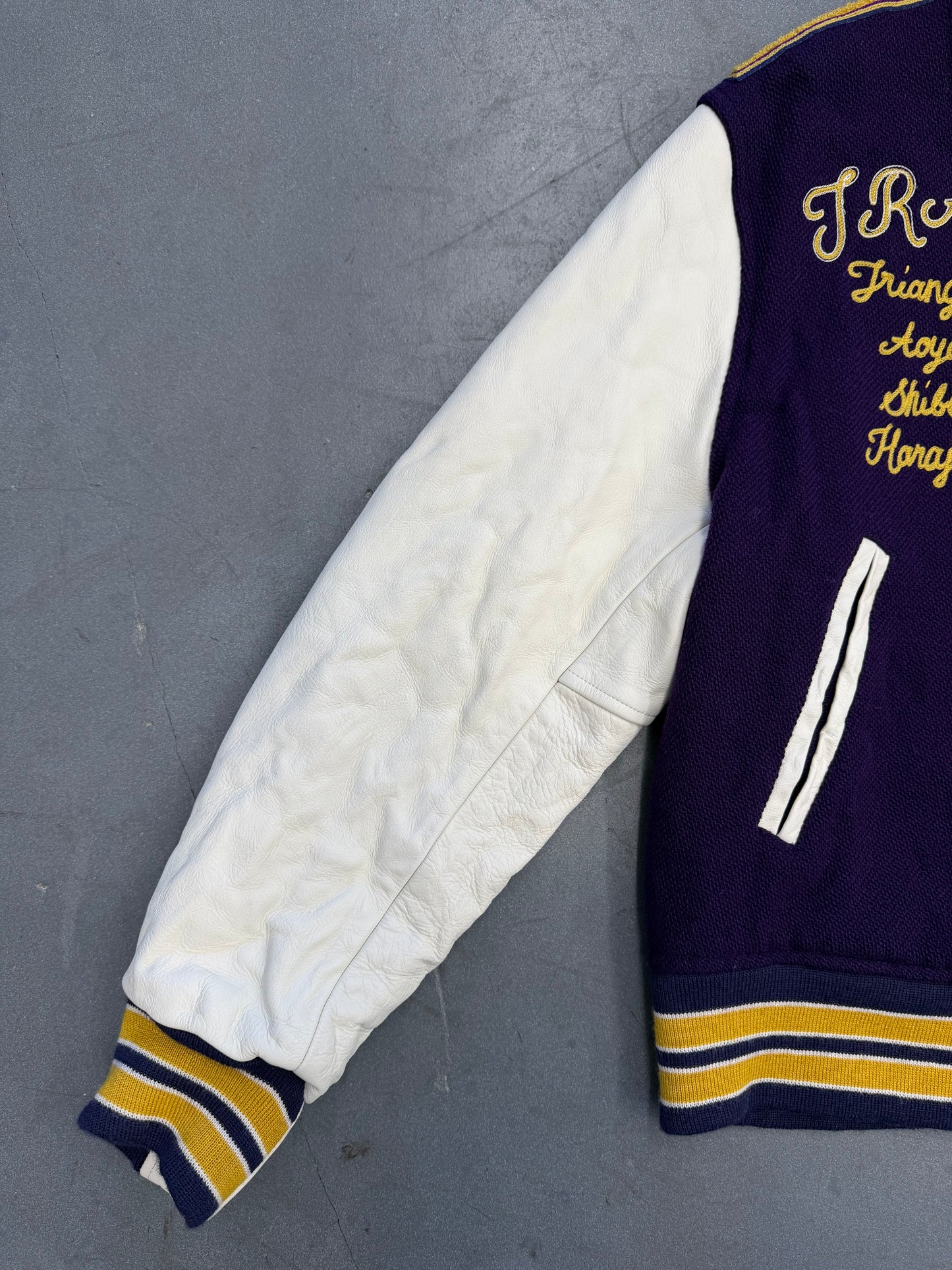 NEEDLES LETTERED WOOL MELTON JACKET - PURPLE