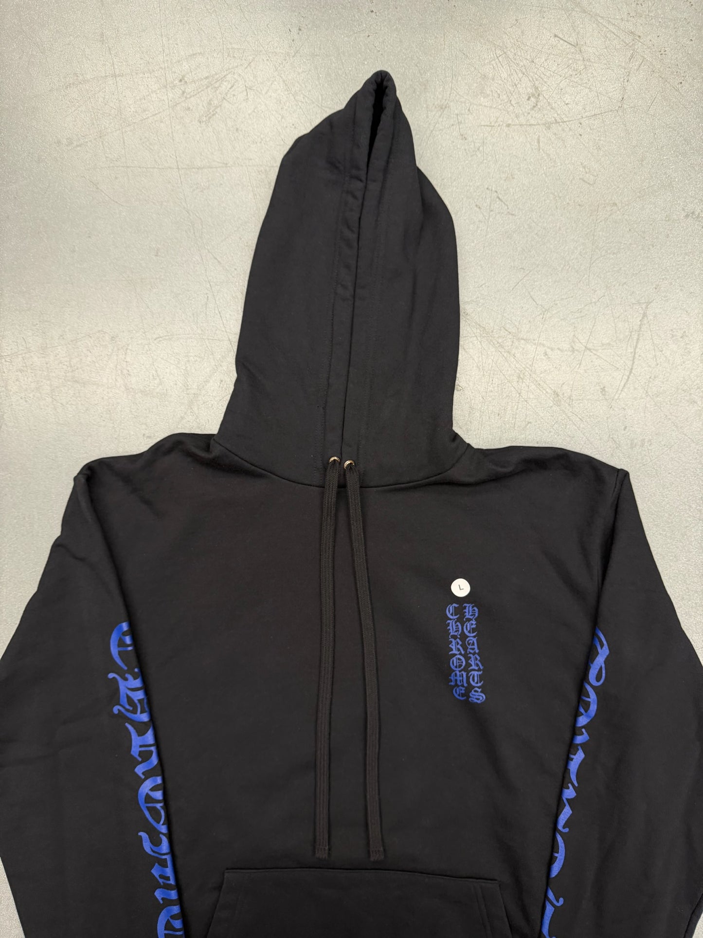 CHROME HEARTS BLUE VERTICAL LOGO PULLOVER HOODIE