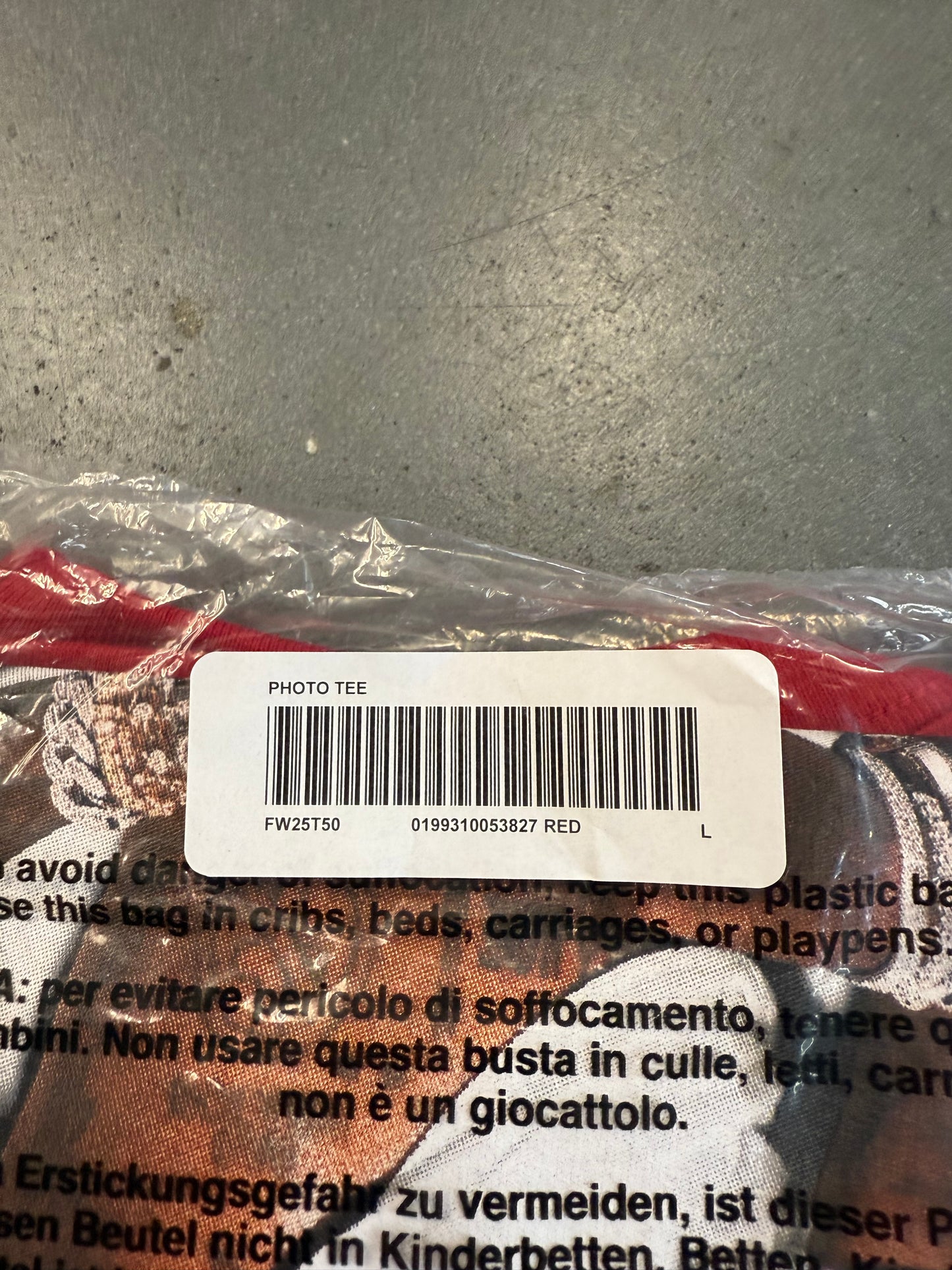 FW25 SUPREME PLAYBOI CARTI PHOTO TEE - RED (L) (NEW)