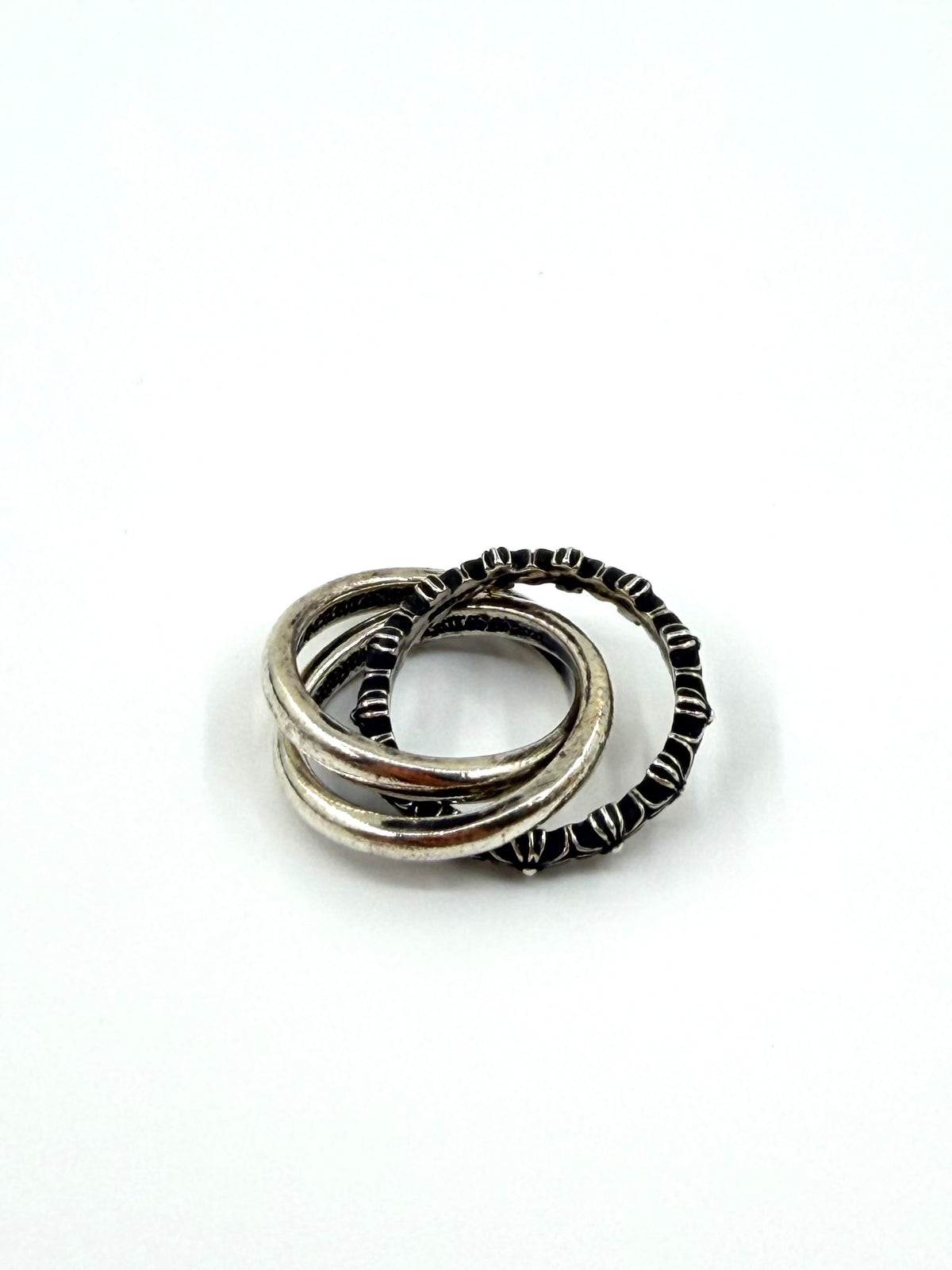 CHROME HEARTS TINY E CH PLUS TRIPLE INTERLOCKING SILVER BAND RING