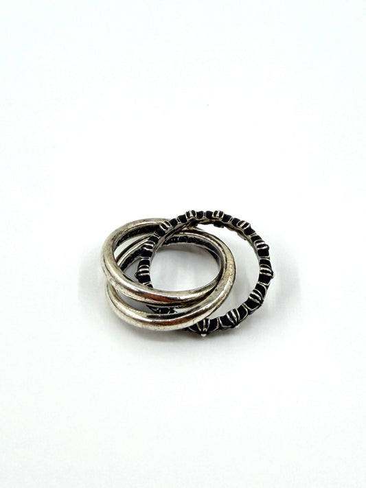 CHROME HEARTS TINY E CH PLUS TRIPLE INTERLOCKING SILVER BAND RING